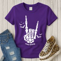 Stay Spooky Halloween Rock Skeleton Womens T-Shirt