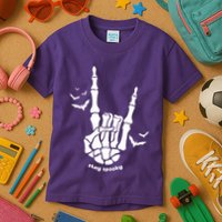 Stay Spooky Halloween Rock Skeleton Kids T-Shirt