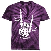 Stay Spooky Halloween Rock Skeleton Kids Tie-Dye T-Shirt