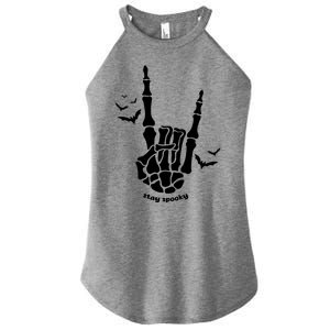 Stay Spooky Halloween Rock Skeleton Women's Perfect Tri Rocker Tank