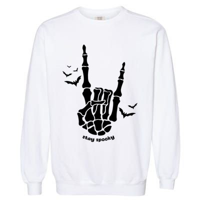 Stay Spooky Halloween Rock Skeleton Garment-Dyed Sweatshirt