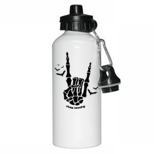 Stay Spooky Halloween Rock Skeleton Aluminum Water Bottle 