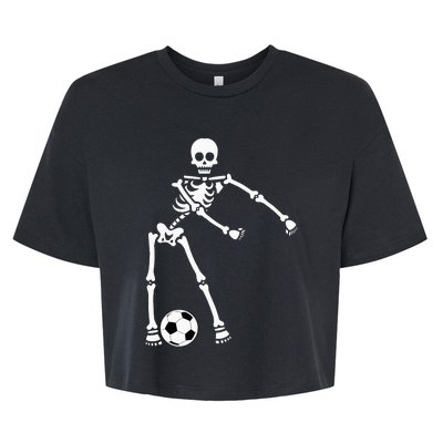 Skeleton Soccer Halloween Flossing Dance Costume Kids Bella+Canvas Jersey Crop Tee