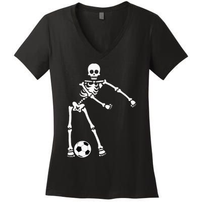 Skeleton Soccer Halloween Flossing Dance Costume Kids Women's V-Neck T-Shirt