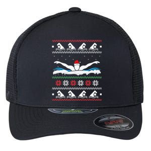 Swimming Santa Hat Ugly Christmas Swimmer Swimming Lover Flexfit Unipanel Trucker Cap