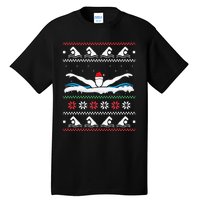 Swimming Santa Hat Ugly Christmas Swimmer Swimming Lover Tall T-Shirt