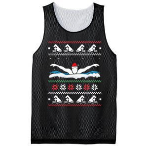 Swimming Santa Hat Ugly Christmas Swimmer Swimming Lover Mesh Reversible Basketball Jersey Tank