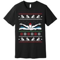 Swimming Santa Hat Ugly Christmas Swimmer Swimming Lover Premium T-Shirt