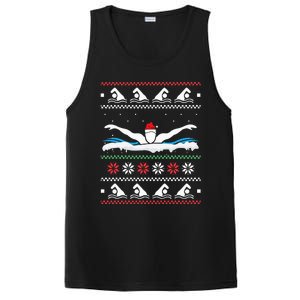 Swimming Santa Hat Ugly Christmas Swimmer Swimming Lover PosiCharge Competitor Tank