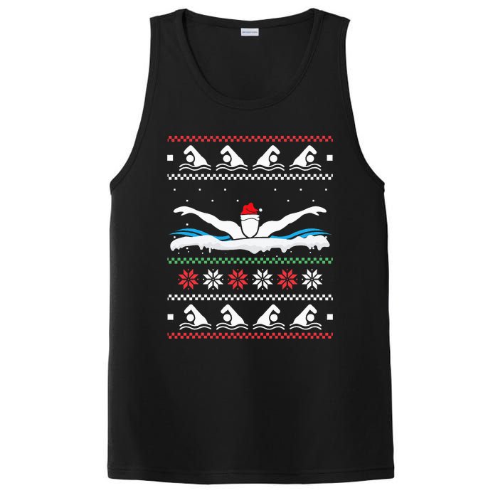 Swimming Santa Hat Ugly Christmas Swimmer Swimming Lover PosiCharge Competitor Tank