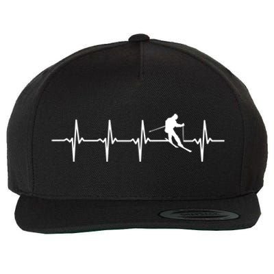 Skiing Ski Heartbeat Gift For Skiers Cute Gift Wool Snapback Cap