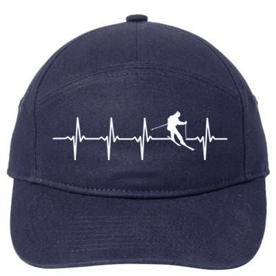 Skiing Ski Heartbeat Gift For Skiers Cute Gift 7-Panel Snapback Hat