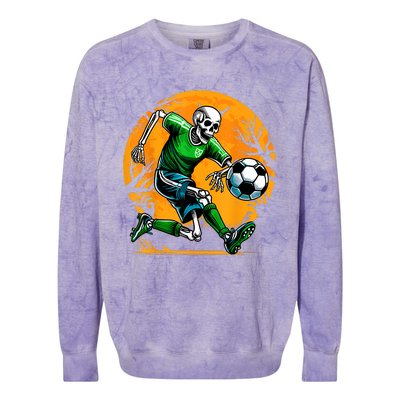 Soccer Skeleton Halloween Football Spooky Boy Soccer Player Colorblast Crewneck Sweatshirt