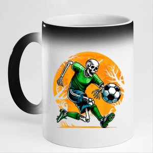 Soccer Skeleton Halloween Football Spooky Boy Soccer Player 11oz Black Color Changing Mug