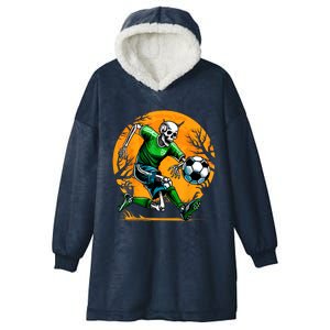 Soccer Skeleton Halloween Football Spooky Boy Soccer Player Hooded Wearable Blanket