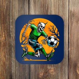 Soccer Skeleton Halloween Football Spooky Boy Soccer Player Coaster