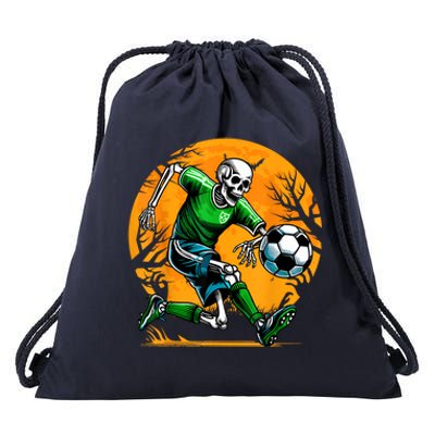 Soccer Skeleton Halloween Football Spooky Boy Soccer Player Drawstring Bag