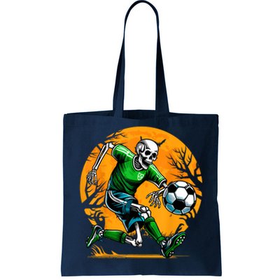 Soccer Skeleton Halloween Football Spooky Boy Soccer Player Tote Bag