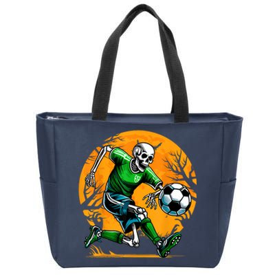 Soccer Skeleton Halloween Football Spooky Boy Soccer Player Zip Tote Bag