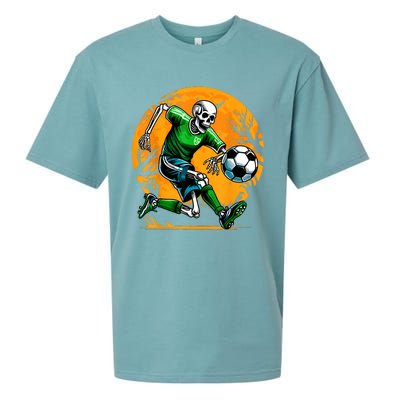 Soccer Skeleton Halloween Football Spooky Boy Soccer Player Sueded Cloud Jersey T-Shirt