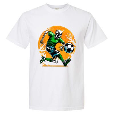 Soccer Skeleton Halloween Football Spooky Boy Soccer Player Garment-Dyed Heavyweight T-Shirt