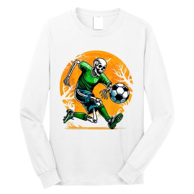 Soccer Skeleton Halloween Football Spooky Boy Soccer Player Long Sleeve Shirt