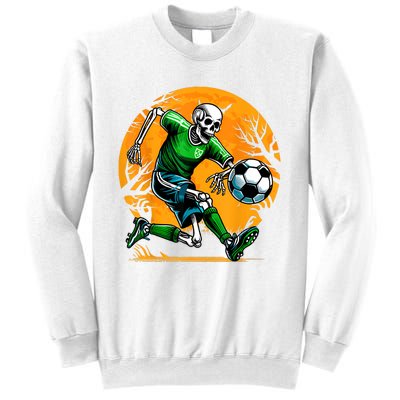 Soccer Skeleton Halloween Football Spooky Boy Soccer Player Sweatshirt