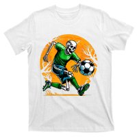 Soccer Skeleton Halloween Football Spooky Boy Soccer Player T-Shirt