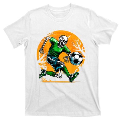 Soccer Skeleton Halloween Football Spooky Boy Soccer Player T-Shirt