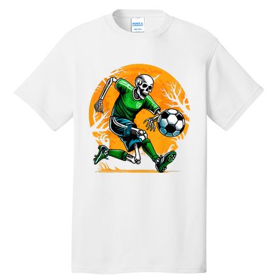 Soccer Skeleton Halloween Football Spooky Boy Soccer Player Tall T-Shirt