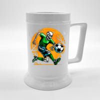 Soccer Skeleton Halloween Football Spooky Boy Soccer Player Beer Stein