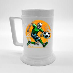 Soccer Skeleton Halloween Football Spooky Boy Soccer Player Beer Stein