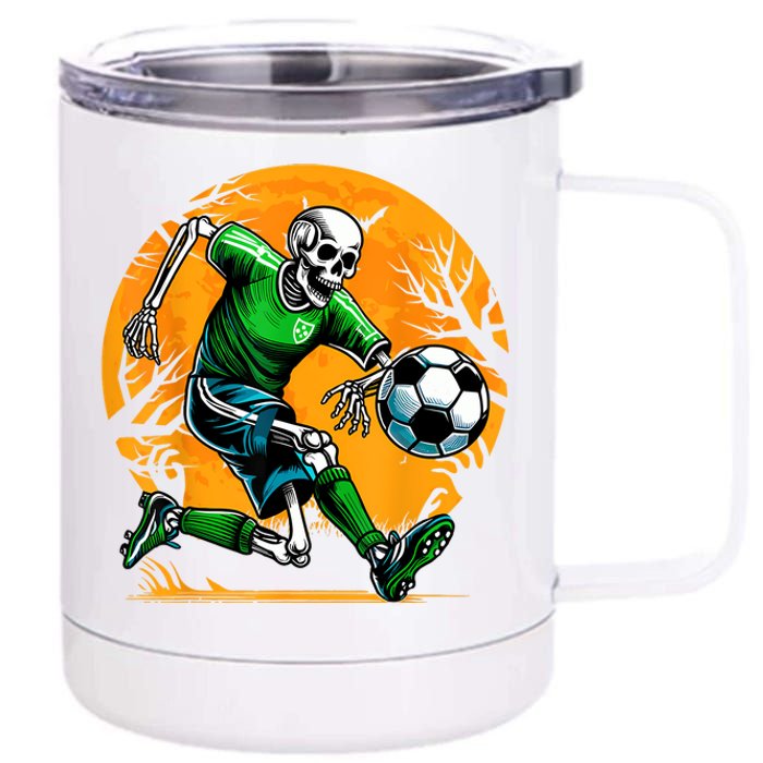 Soccer Skeleton Halloween Football Spooky Boy Soccer Player 12 oz Stainless Steel Tumbler Cup