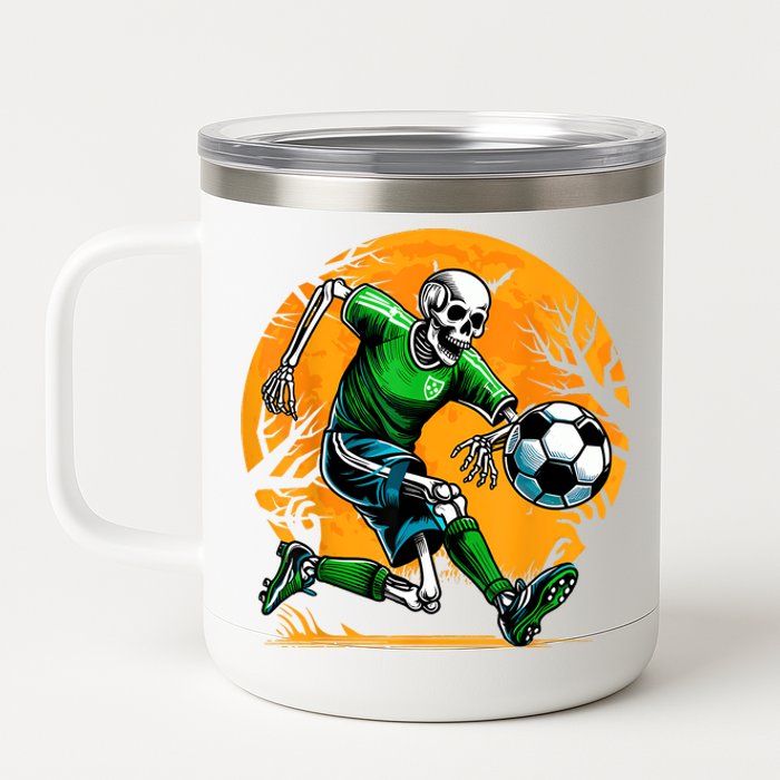 Soccer Skeleton Halloween Football Spooky Boy Soccer Player 12 oz Stainless Steel Tumbler Cup