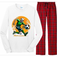 Soccer Skeleton Halloween Football Spooky Boy Soccer Player Long Sleeve Pajama Set