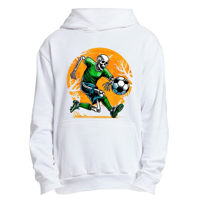 Soccer Skeleton Halloween Football Spooky Boy Soccer Player Urban Pullover Hoodie