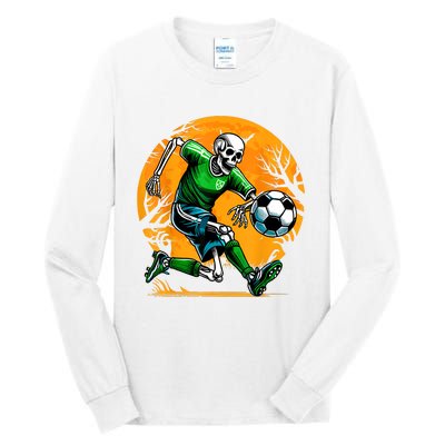 Soccer Skeleton Halloween Football Spooky Boy Soccer Player Tall Long Sleeve T-Shirt