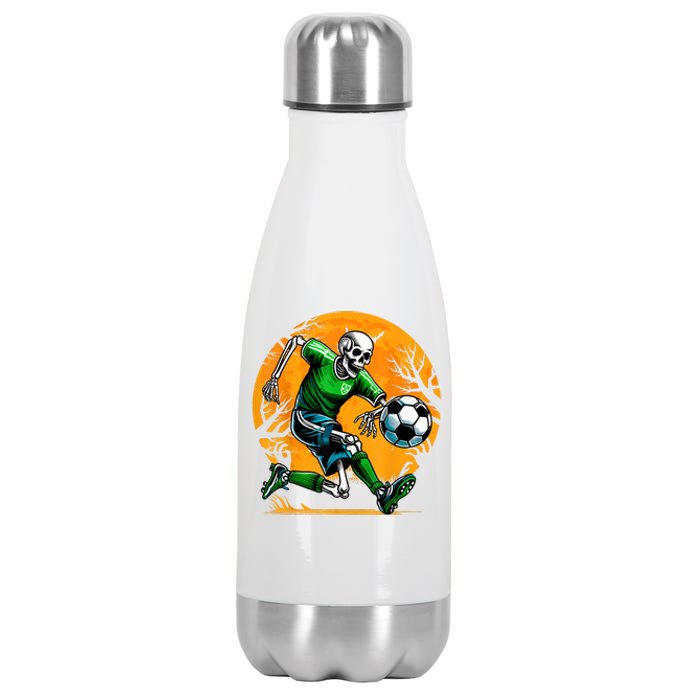 Soccer Skeleton Halloween Football Spooky Boy Soccer Player Stainless Steel Insulated Water Bottle