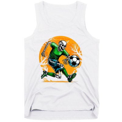 Soccer Skeleton Halloween Football Spooky Boy Soccer Player Tank Top