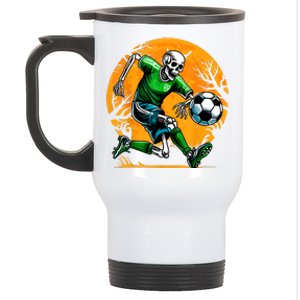 Soccer Skeleton Halloween Football Spooky Boy Soccer Player Stainless Steel Travel Mug