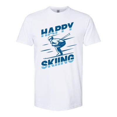 Snow Skiing Happy Skiing Winter Sports Alpine Downhill Ski Softstyle CVC T-Shirt