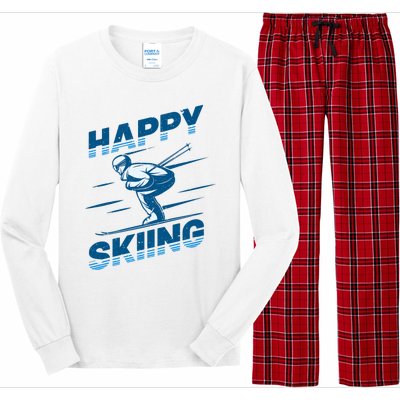 Snow Skiing Happy Skiing Winter Sports Alpine Downhill Ski Long Sleeve Pajama Set