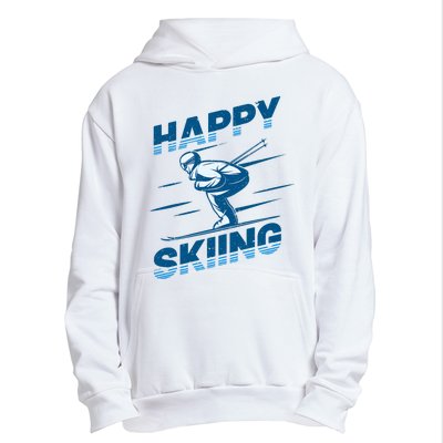 Snow Skiing Happy Skiing Winter Sports Alpine Downhill Ski Urban Pullover Hoodie