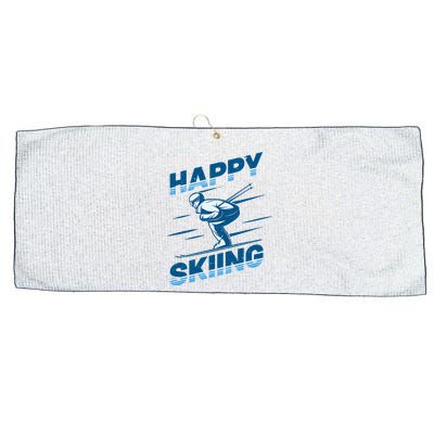 Snow Skiing Happy Skiing Winter Sports Alpine Downhill Ski Large Microfiber Waffle Golf Towel