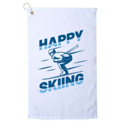 Snow Skiing Happy Skiing Winter Sports Alpine Downhill Ski Platinum Collection Golf Towel