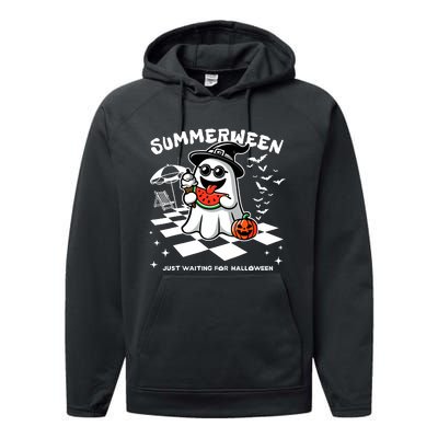 Summerween Spooky Halloween Summer Vibes Pumpkin Ghost Performance Fleece Hoodie