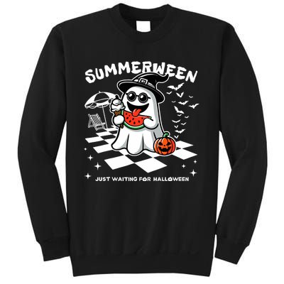 Summerween Spooky Halloween Summer Vibes Pumpkin Ghost Sweatshirt