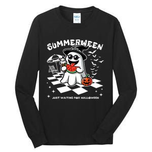 Summerween Spooky Halloween Summer Vibes Pumpkin Ghost Tall Long Sleeve T-Shirt