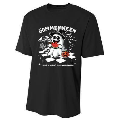 Summerween Spooky Halloween Summer Vibes Pumpkin Ghost Performance Sprint T-Shirt