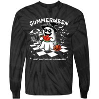 Summerween Spooky Halloween Summer Vibes Pumpkin Ghost Tie-Dye Long Sleeve Shirt